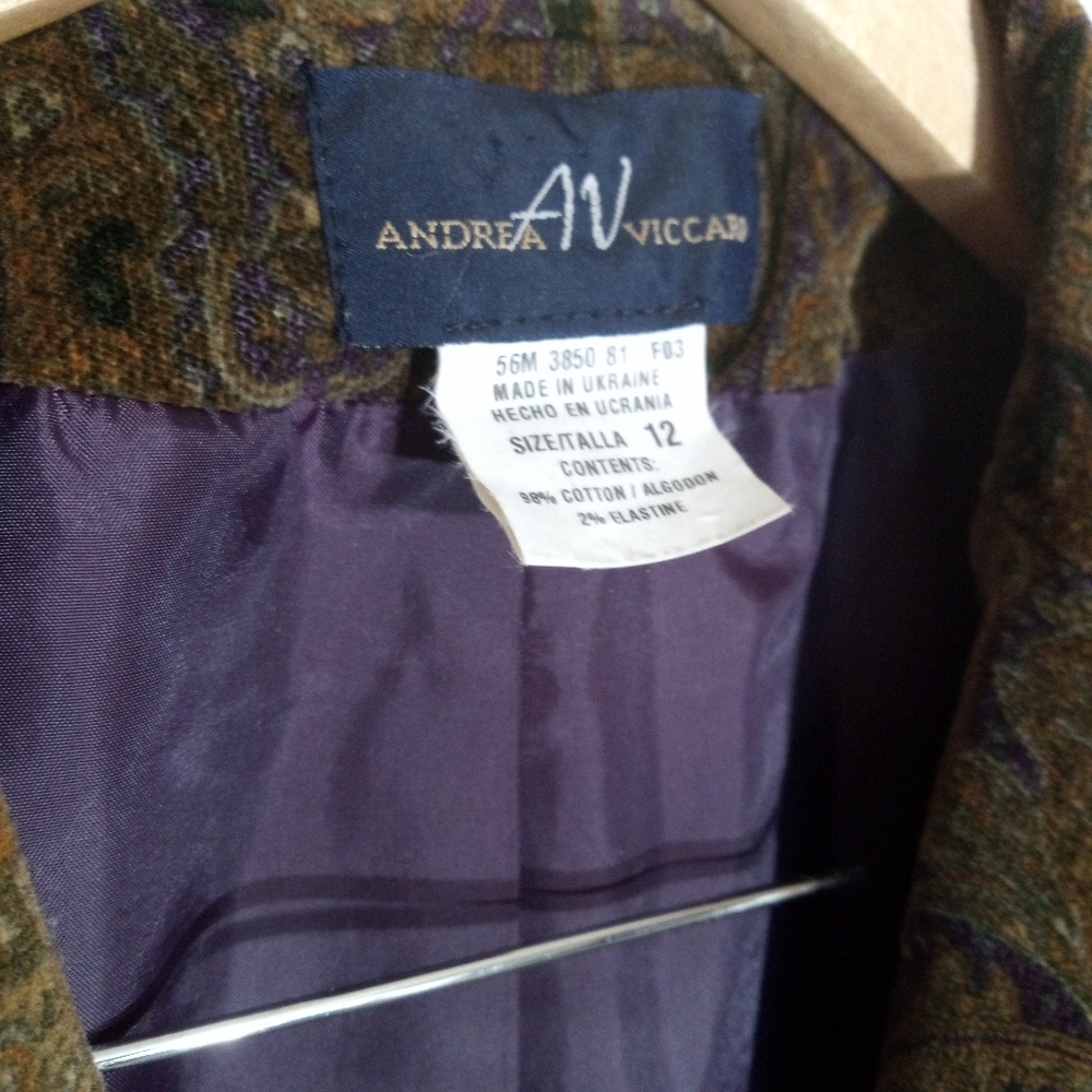 Andrea Vicaro Vintage velvet paisley one button blazer women's size 12 - Picture 3 of 9